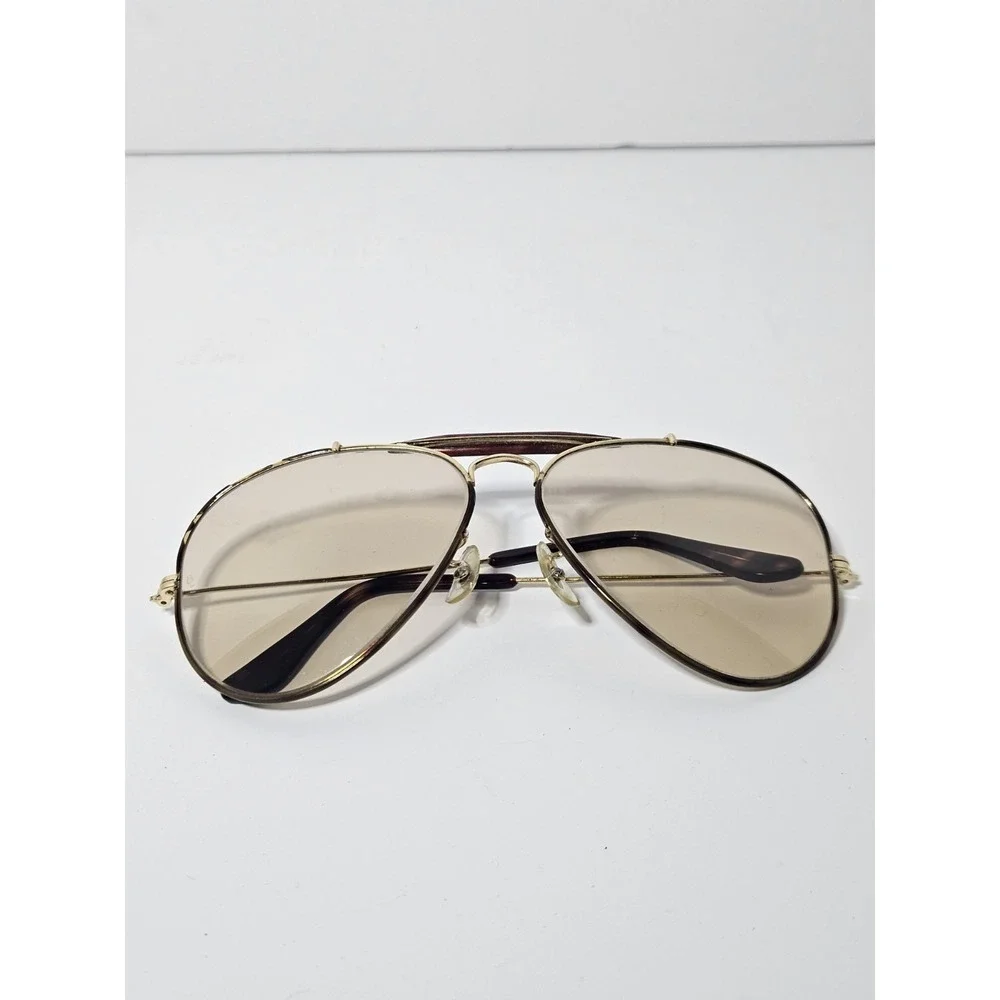Vtg B&L Ray Ban Outdoorsman Leathers Sunglasses 58mm Changeables Brown Case USA